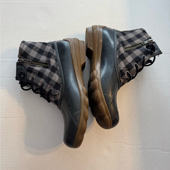 Sperry Syren Gulf Black Gray Plaid Duck Boots Women’s 9.5 Gorpcore Cabin Flannel - Picture 6 of 10
